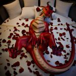 1:1 3d_(artwork) absurd_res anus bed bedroom blacklya bodily_fluids digital_media_(artwork) dragon female feral flower furniture genital_fluids genitals hi_res liz_(angrydraconequus) mythological_creature mythological_scalie mythology pawpads paws plant rose_(flower) scalie solo spread_legs spread_vulva spreading tail vaginal_fluids vulva wet