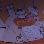 3girls 4ding aqua_hair black_shirt braid braided_twintails commentary_request fixed-point_camera highres indoors long_hair love_live! love_live!_superstar!! multiple_girls onitsuka_tomari orange_hair pajamas purple_hair purple_pajamas purple_shirt shibuya_kanon shirt sleeping sleeping_together tomakanote_(love_live!) variant_set very_long_hair wavy_hair white_pajamas white_shirt wien_margarete yuri 