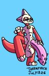 aliasing animal_genitalia animal_penis anthro balls bedroom_eyes bell big_balls big_penis clothing collar digital_media_(artwork) feline_genitalia feline_penis genitals legwear narrowed_eyes navel penile_spines penis rain_world seductive shaded slugcat standing stirrup_legwear stockings theenyface videocult white_body x_navel