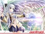  angel_beats! long_hair seifuku skirt tachibana_kanade tenshi white_hair wings yellow_eyes 