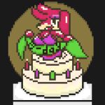 1:1 anthro banner bikini bikini_top birthday_cake birthday_gift cake candle canid canine canis chaoskres clothing dessert digital_media_(artwork) domestic_dog female food mammal pixel_(artwork) sega solo sonic_the_hedgehog_(series) stripper swimwear tagme two-piece_swimsuit