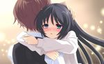  black_hair blue_eyes flyable_heart hug itou_noiji katsuragi_syo kimi_no_nagori_wa_shizuka_ni_yurete shirasagi_mayuri 