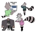 2026 anthro bear big_breasts big_butt black_clothing bodysuit boots bottomwear breasts brown_bear business_attire butt cleavage clothed clothed_anthro clothed_female clothed_male clothing coat computer detective diegutan digital_drawing_(artwork) digital_media_(artwork) duo electronics english_text eye_contact female female_anthro femme_fatale footwear fully_clothed fully_clothed_anthro fully_clothed_female fully_clothed_male fur hi_res high_heeled_boots high_heels jacket laptop larger_male logo long_sleeve_shirt looking_at_another looking_at_viewer looking_down looking_down_at_another looking_up looking_up_at_another male male/female male_anthro mammal marcos_the_bear markings miniskirt multiple_images overweight police pouch_(clothing) procyonid raccoon raccoon_tail resting_bitch_face shocked shoes simple_background size_difference skinsuit skirt smaller_female solo stripes sweater tail tail_markings text thief tight_clothing topwear ursine uva_the_raccoon white_background