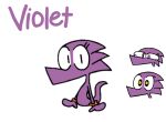 2023 animal-ation_(itsdode) anthro bodily_fluids character_name female ghost ghost_tail itsdode looking_at_viewer mitten_hands mouthless orange_wristband purple_body simple_background solo spirit starry_eyes tears teary_eyes text violet_(itsdode) white_background