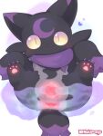3:4 anthro anus anus_blush black_body black_fur black_nose blush body_blush cervix claws clitoris digital_drawing_(artwork) digital_media_(artwork) domestic_cat felid feline felis female fluffy fluffy_tail fur genitals heart_symbol hi_res mammal nakimayo pal_(species) palworld paw_blush pawpads pink_anus pink_pawpads pink_vulva pocketpair presenting presenting_cervix presenting_vulva scarf solo spread_anus spread_vulva spreading tail urethra vulva vulva_blush wispaw yellow_eyes