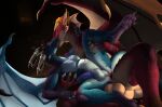 anal anal_penetration animal_genitalia balls blizzard_entertainment blue_body claws digital_drawing_(artwork) digital_media_(artwork) digitigrade dracthyr dragon erection european_mythology furgonomic_piercing furgonomics genital_piercing genitals glhiro hi_res horn horn_jewelry jewelry kissing knot male male/male membrane_(anatomy) membranous_wings mythological_creature mythological_scalie mythology penetration piercing red_body scalie sheath sheath_piercing toe_claws warcraft western_dragon wings