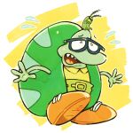 1:1 aquatic brown_clothing brown_footwear brown_shoes clothing crossover cyclops duo eyewear fayc2335 filburt_shellbach footwear fujieda glasses male nickelodeon plankton_(species) reptile rocko's_modern_life scalie sheldon_j._plankton shoes spongebob_squarepants turtle