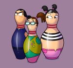 2022 after_transformation animate_inanimate beth_(total_drama) black_eyes black_eyewear black_glasses bottomwear bowling_pin bra brown_eyes brown_hair clip_studio_paint_(artwork) clothing digital_drawing_(artwork) digital_media_(artwork) eva_(total_drama) eyewear female frown glasses green_clothing green_sweater green_sweater_vest green_topwear green_vest group hair inanimate_transformation living_bowling_pin looking_at_another meme mole_under_eye mouthless not_furry pattern_bra pattern_clothing pattern_topwear pattern_underwear pigtails pink_bottomwear pink_clothing pink_hair_tie pink_hair_tips ponytail purple_background sadie_(total_drama) scowl shadow simple_background sooperstuff striped_bra striped_clothing striped_topwear striped_underwear stripes sweater sweater_vest topwear total_drama transformation trio underwear vest wyer_bowling_(meme)