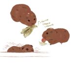 ambiguous_gender black_eyes brown_body brown_fur caviid eating english_description english_text feral food fruit fur guinea_pig gus_(guinea_pig) lettuce mammal multiple_angles plant potes_(stealingpotatoes) rodent simple_background solo standing strawberry text vegetable white_background