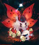  animal_focus bug commentary_request egg embers evolutionary_line kantarou_(8kan) larvesta no_humans pokemon pokemon_(creature) pokemon_egg pokemon_focus twitter_username volcarona 