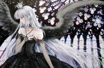  dress gothic gray_hair long_hair original red_eyes scan shiitake wings 