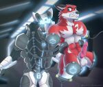 4_missing_limbs amputee anthro assimilation balls bdsm bondage bound canid canine canis chromatic_aberration dildo disability erection exosuit forced fur genitals hi_res hypnotic_visor imminent_anal knot knotted_penis kymaequ lock_symbol machine machine_bondage male mammal maple_(ky) mask mechanical_arm penis portal_amputation quadruple_amputee red_body red_fur robot science_fiction sex_toy solo thinking_with_portals visor wolf