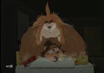 ahegao anal anal_penetration anthro athletic bear bed big_butt blush bottom_heavy breath brown_body brown_fur butt butt_jiggle canid canine canis chips_(food) doggystyle domestic_dog dreamywolfdd duo eating eyewear eyewear_only food food_in_mouth from_behind_position front_view fur furniture glasses glasses_only hi_res huge_butt jiggling looking_pleasured male male/male mammal moan multicolored_body muscular muscular_anthro muscular_chest muscular_male musk nude obese open_mouth overweight overweight_anthro overweight_male panting penetration pinned pinned_to_bed raised_tail rough_sex sex size_difference small_top_big_bottom sten_(coachsten) tail tauri_(tauribear) text thick_thighs tongue tongue_out two_tone_body wearing_glasses weight_difference wide_hips wiggle_lines wobble yellow_body