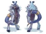 2026 5_fingers absurd_res accessory arm_armor armor arms_bent barefoot belt big_tail biped blizzard_entertainment blue_horn blue_sclera breasts clothed clothing colored crown cuff_(restraint) curved_horn digital_drawing_(artwork) digital_media_(artwork) draenei dress feet female fingers flowing_hair front_view fur furgonomic_accessory furgonomic_armor furgonomic_clothing furgonomics hair hands_on_hips headgear hi_res hooves horn humanoid humanoid_pointy_ears leg_armor long_hair looking_at_viewer model_sheet pirodefka pointy_ears pose purple_body purple_clothing purple_dress purple_fur purple_skin rear_view restraints shaded shadow signature simple_background solo tail tail_accessory tail_armor tail_cuff tapering_horn tapering_tail tendrils thick_tail unguligrade warcraft white_background white_eyes white_hair wide_hips