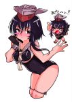  2girls blue_one-piece_swimsuit closed_mouth commentary_request emapersona headgear headphones highres i-13_(kancolle) i-14_(kancolle) kantai_collection multiple_girls neckerchief one-piece_swimsuit open_mouth orange_eyes sailor_collar school_swimsuit school_uniform serafuku short_hair siblings simple_background sisters swimsuit translation_request white_background white_sailor_collar white_serafuku 