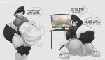 7:4 abdominal_bulge absurd_res anthro backsack balls belly big_belly body_outline bone bone_disposal bottomwear clothing computer curled_tail digestion_implied disposal electronics english_text eyewear gaming genitals glasses gurglegluts hi_res implied_scat male microsoft minecraft mixed_breed mojang nate_(natethehusky) navel pomsky prey_outline profanity romantic romantic_couple rumbling_stomach same_size_vore sequence shirt shorts skull skull_in_anus solo tail text tight_belly tight_fit topwear underwear vore xbox_game_studios