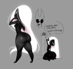 2026 arthropod big_butt black_body blush breasts butt dialogue duo eromamgasemsei3 female grey_background hair hi_res hollow_knight:_silksong hollow_knight_(franchise) horned_mask hornet_(hollow_knight) hot_spring humanoid kneeling lace_(hollow_knight:_silksong) long_hair mask mouthless multiple_scenes nude rear_view simple_background sitting small_breasts small_waist team_cherry water waterfall white_hair