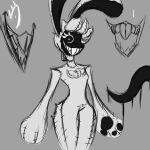 1:1 animate_inanimate anthro chest_tuft eldritch_abomination face_in_shadow fur hi_res holes_in_body lagomorph leporid living_plushie male mammal nightmare_fuel paws plushie rabbit skinny sleep_paralysis_demon smile sodahfop solo spicy_(spicy_bunbun) spicy_bunbun stitch_(sewing) tentacles tuft unknown_species white_body white_fur zipper