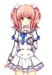  1/7_no_mahoutsukai 1girl arm_at_side back_bow blue_bow blue_bowtie bow bowtie buttons closed_mouth collarbone corset cowboy_shot cropped_jacket double-breasted frilled_skirt frilled_sleeves frills game_asset grey_bow grey_sailor_collar hair_ornament hand_on_own_chest impossible_clothes juliet_sleeves long_sleeves looking_at_viewer medium_hair miniskirt ninomiya_manaka non-web_source pink_eyes pink_hair puffy_sleeves ribbon_trim sailor_collar school_uniform self-datamine shirt sidelocks skirt sleeve_cuffs striped_clothes tachi-e tel-o transparent_background twintails white_corset white_shirt white_skirt 