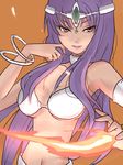  bad_id bad_pixiv_id dark_skin dragon_quest dragon_quest_iv fire lipstick long_hair makeup manya navel purple_hair solo uni_(gugurutan) 