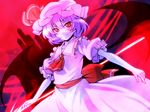  bad_id bad_pixiv_id blue_hair blush dress hat hat_ribbon looking_at_viewer puffy_sleeves red_eyes remilia_scarlet ribbon scarlet_devil_mansion short_hair smile solo spear_the_gungnir touhou tro wings 