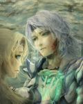  1boy 1girl armor blonde_hair blood blue_eyes cecil_harvey couple female final_fantasy final_fantasy_iv grey_hair hand_holding headband healing holding_hands long_hair lowres lwtesy magic male rosa_farrell short_hair tiara 