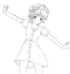  dress flower greyscale hair_flower hair_ornament head_wreath monochrome outstretched_arms phares short_hair sketch solo spread_arms to_aru_kagaku_no_railgun to_aru_majutsu_no_index uiharu_kazari 