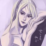  1girl bare_shoulders black_eyes blonde_hair breasts cleavage female final_fantasy final_fantasy_iv kareji long_hair lowres rosa_farrell solo 