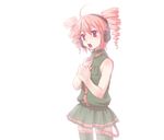  1girl ahoge arere detached_sleeves drill_hair headphones highres kasane_teto photoshop_(medium) red_eyes red_hair simple_background skirt solo thighhighs twin_drills twintails utau zettai_ryouiki 