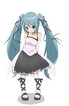  aqua_eyes aqua_hair bare_shoulders blush choker dlin_(kenpika) dress elbow_gloves gloves hair_ribbon hatsune_miku long_hair pantyhose ribbon solo twintails very_long_hair vocaloid yami-iro_alice_(vocaloid) 