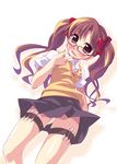  bespectacled brown_hair glasses kisairo_kaede needle panties pantyshot school_uniform shirai_kuroko skirt solo sweater_vest thigh_strap throwing_needles to_aru_kagaku_no_railgun to_aru_majutsu_no_index twintails underwear 