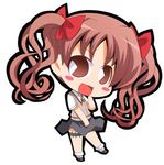  blush blush_stickers bow brown_eyes brown_hair chibi hair_bow long_hair lowres pac-man_eyes school_uniform shirai_kuroko short_hair skirt socks solo suntail sweater_vest thigh_strap to_aru_majutsu_no_index twintails 