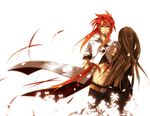  1girl abs brown_hair gradient_hair long_hair luke_fon_fabre multicolored_hair niiko red_hair smile tales_of_(series) tales_of_the_abyss tear_grants 