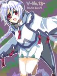  ahoge artist_request blazblue braid character_name copyright_name eyepatch nu-13 red_eyes silver_hair solo 