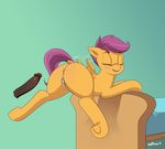  2015 anthro anus blush butt cub cum cum_in_pussy cum_inside devo87 disembodied_penis duo equine eyes_closed female feral friendship_is_magic hair hi_res humanoid_penis male mammal my_little_pony pegasus penis purple_hair pussy scootaloo_(mlp) simple_background smile wings young 