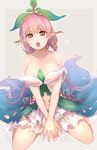  :o between_breasts breasts cleavage ganesagi granblue_fantasy large_breasts leaf leaf_on_head navel open_mouth pink_hair plant_girl pointy_ears solo yellow_eyes yggdrasil_(granblue_fantasy) 