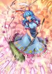  animal_ears blue_dress blue_hair breasts bunny_ears crescent dress kine large_breasts long_hair mallet older open_mouth puffy_short_sleeves puffy_sleeves red_eyes seiran_(touhou) short_sleeves solo star star_print touhou umigarasu_(kitsune1963) 