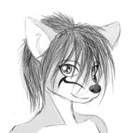  ambiguous_gender anthro by-sa canine creative_commons facial_markings fox gnu_fdl greyscale hair headshot_portrait jade_nyomi license_info looking_at_viewer mammal markings monochrome nude portrait short_hair simple_background smile solo white_background yamavu 