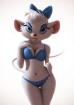  anthro bra clothing corset disney eyelashes eyeshadow half-closed_eyes hand_on_hip lipstick looking_at_viewer makeup miss_kitty_mouse miss_kitty_mouse_(artist) panties the_great_mouse_detective underwear wide_hips 
