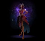  :3 black_background breasts cgi clothing crown digital_media_(artwork) digitigrade dress feline female fur hand_on_hip looking_at_viewer mammal master_of_orion mrrshan necklace pose red_fur ring shaded simple_background solo star tall unknown_artist video_games yellow_eyes 