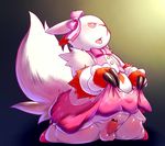  balls bow censored chiro_(artist) chubby claws clothed clothing crossdressing girly high_heels kneeling male nintendo open_mouth pok&eacute;mon red_eyes ribbons skirt skirt_lift solo sweat tongue tongue_out video_games zangoose 