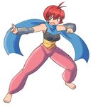  baggy_pants barefoot blush fighting_stance original pants paul_gq red_hair scarf short_hair solo wrist_wrap 