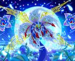  1girl antenna artist_request blue_skin crown female flower kirby_(series) kirby_triple_deluxe moko_(pixiv4702557) monster moon night nintendo queen_sectonia red_eyes sectonia_soul solo spoilers vines wings 