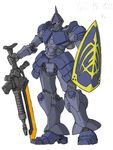  gun gundam gyan mecha mobile_suit_gundam no_humans shield simple_background solo weapon 