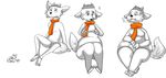  2015 ambiguous_gender anthro arctic_fox belly big_belly canine cervine chinchscribbles chubby clothed clothing deer embarrassed fox fur guffin hybrid mammal obese overweight scarf solo weight_gain white_fur 