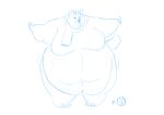  2015 ambiguous_gender anthro arctic_fox belly big_belly canine cervine chubby deer ed_shapeshifter fox fur guffin horn hybrid mammal morbidly_obese nude obese overweight scarf smile solo weight_gain white_fur 