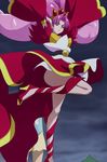  akagi_towa arms_up cure_scarlet go!_princess_precure haruyama_kazunori legs long_hair magical_girl multiple_girls pink_hair precure red_eyes solo_focus 