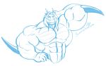  abs anthro dragon horn male monochrome muscular muscular_male navel nude simple_background siriusdog sketch smile solo white_background 