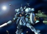  gradient_background gundam gyan mecha mobile_suit_gundam musai shield space space_craft tasoku_hokou_heiki weapon 