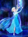  arms_up blonde_hair blue_eyes braid elsa_(frozen) frozen_(disney) highres looking_up magic nou_(brain-m) reflection single_braid smile snowflakes solo standing 